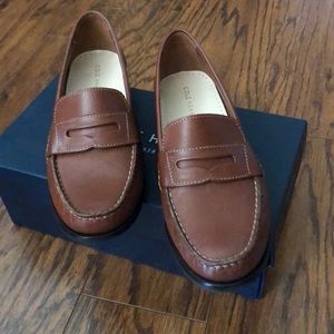 Cole Haan tan penny loafers